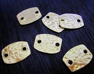 Gold Bronze Hammered Textured Tab Jewelry Link Connector and Earring Charm (one) (N)