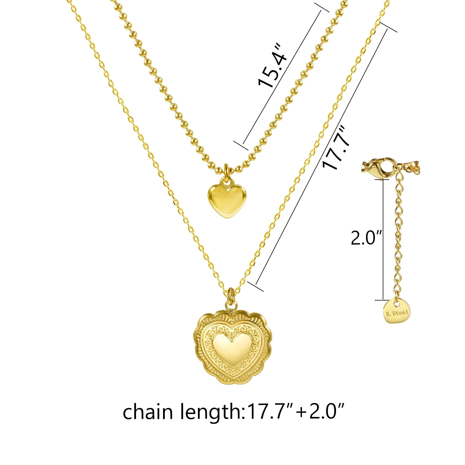 Gold Pendant Layered Chain Necklace