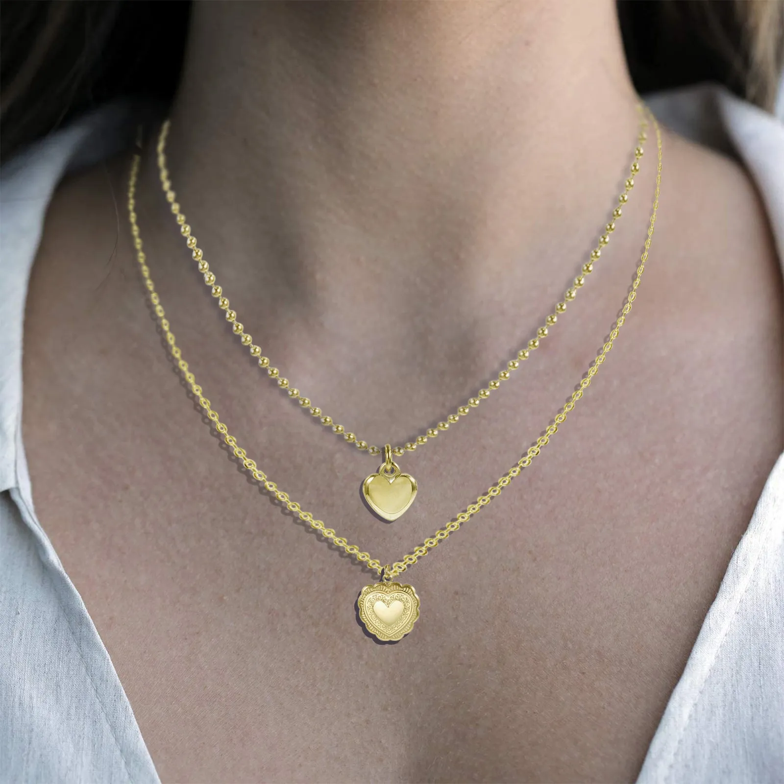 Gold Pendant Layered Chain Necklace