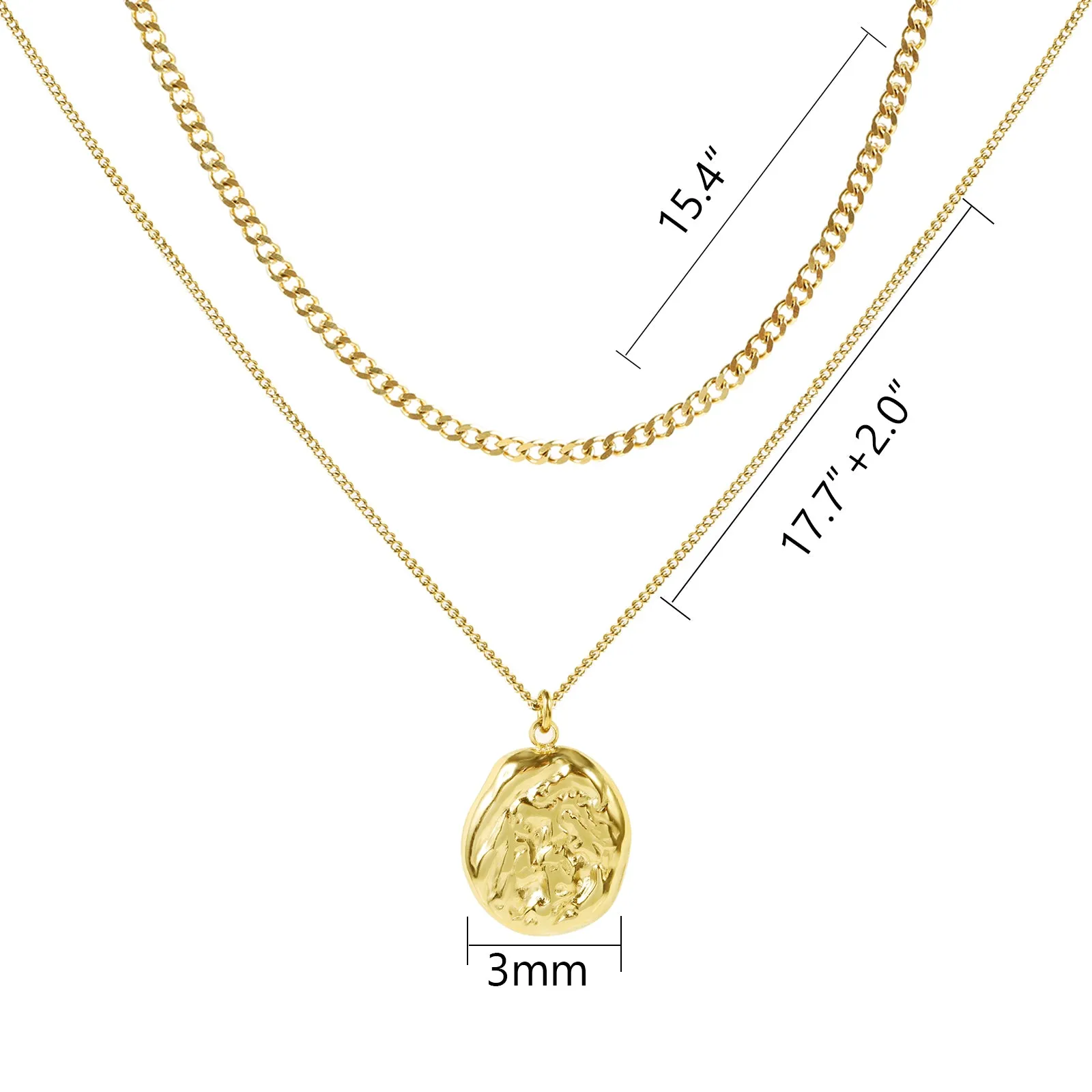 Gold Pendant Layered Chain Necklace