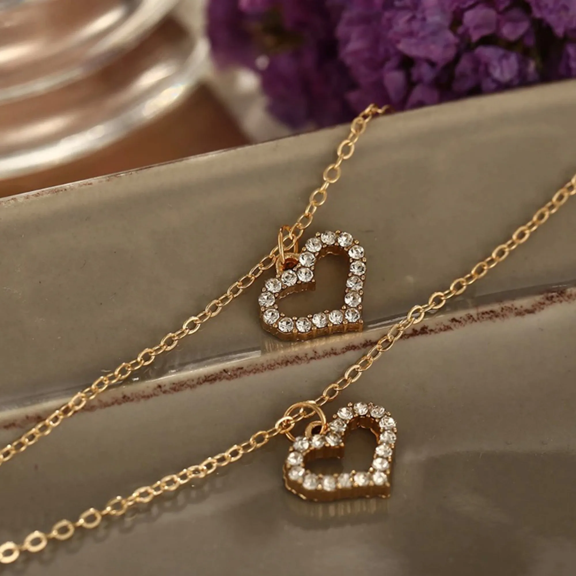 Gold Plated Double Layered Heart Pendant