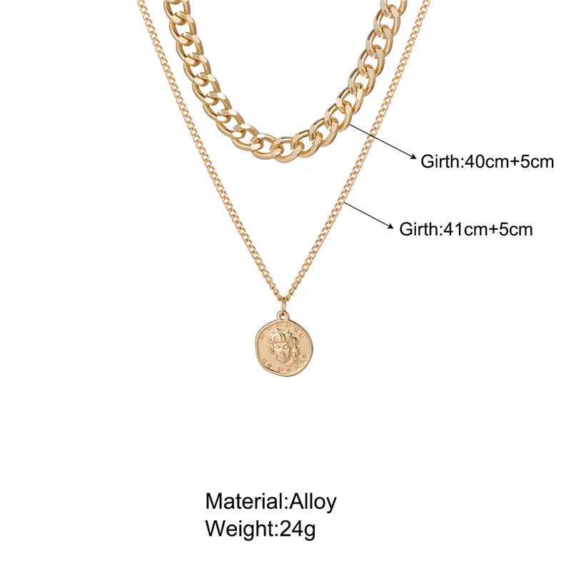 Gold Plated Layered Vintage Coin Pendant