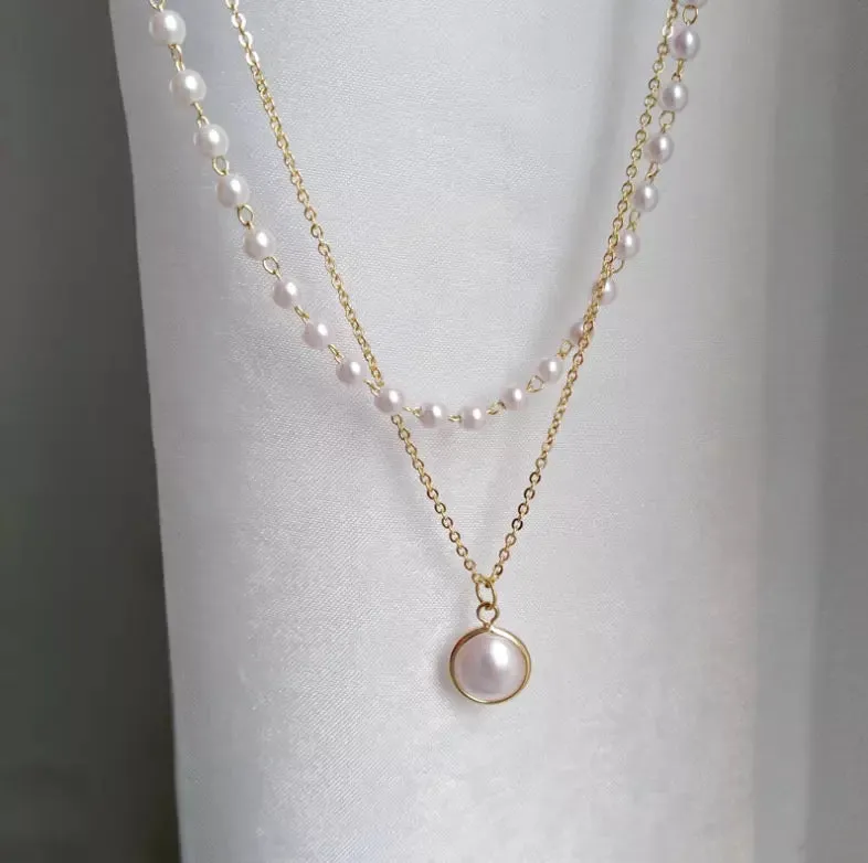 Gold Plated Pearl Double Layered Pendant