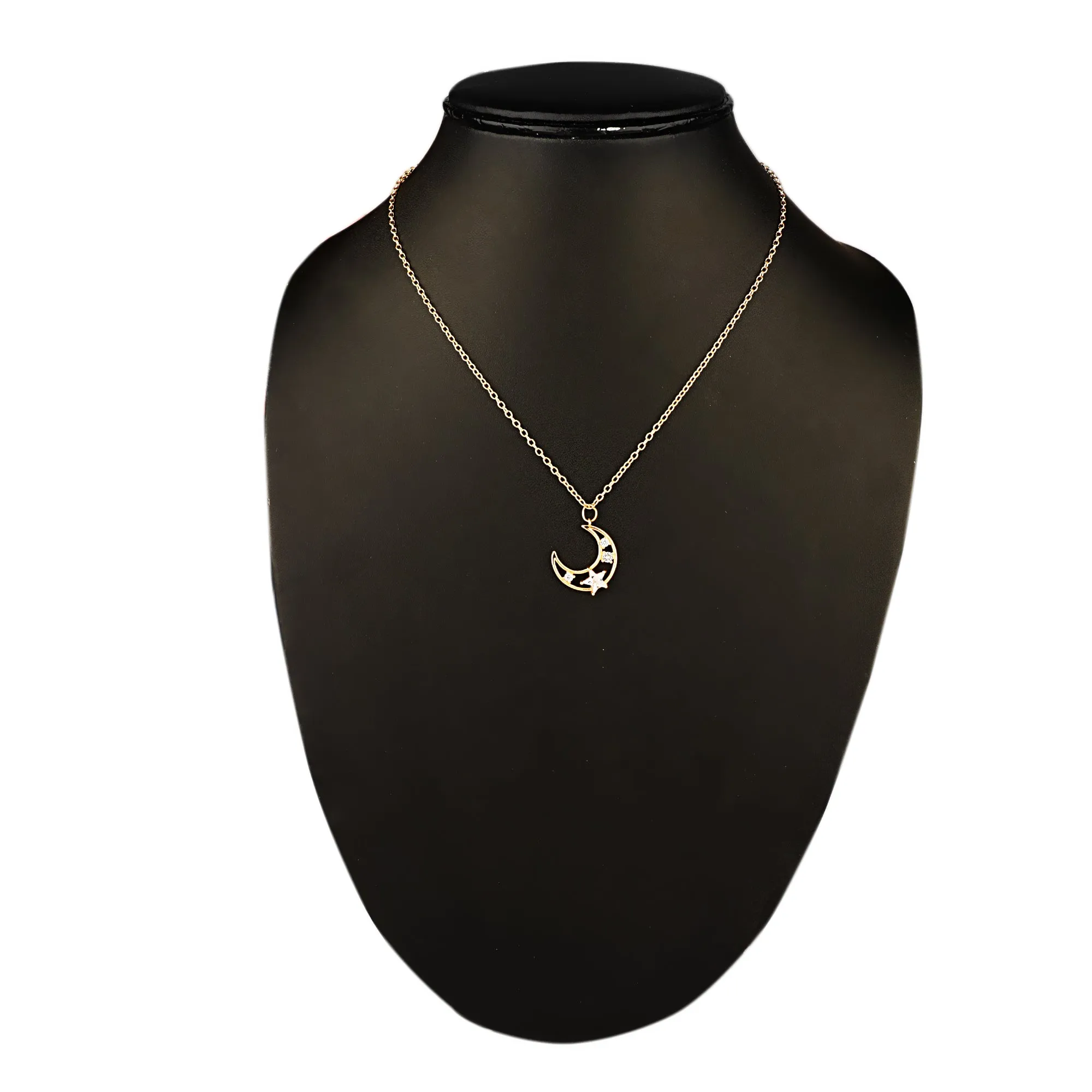 Gold Plated Star Studded Moon Pendant
