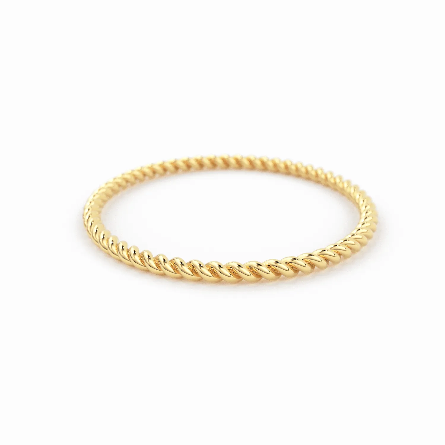 Gold Rope Ring / 14K Twisted Gold Round Wedding Band / 1.2 MM Yellow Gold Ring / Dainty Stacking Ring / Simple Delicate Ring / Thin wedding band
