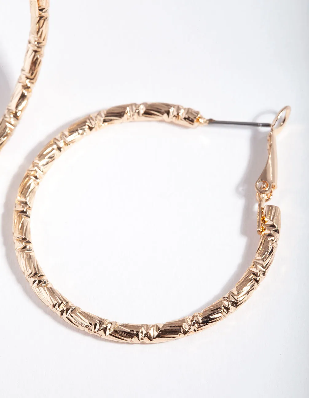 Gold Small Textured Hoop Earrings