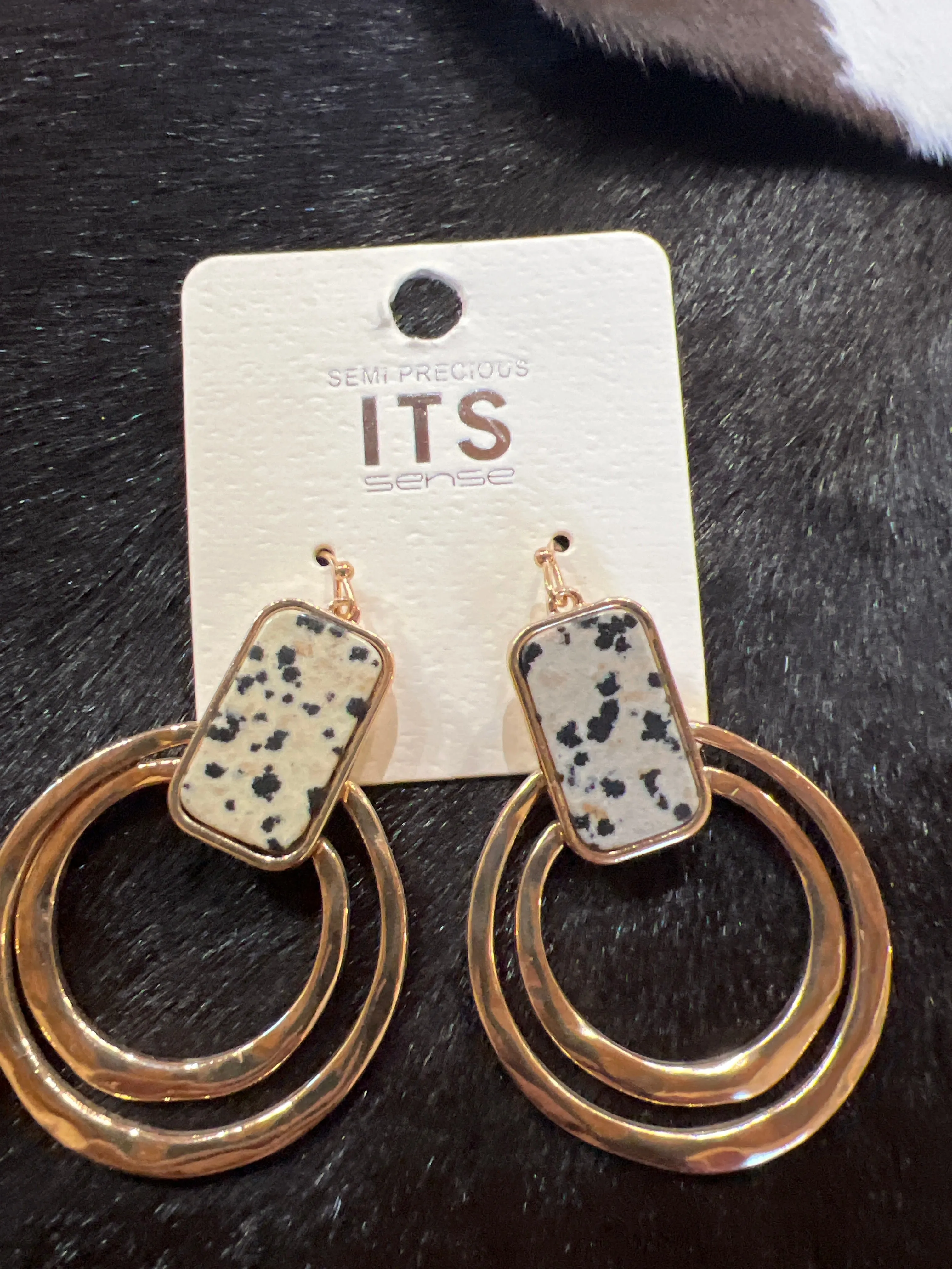 Gold Stone Hoop Earring Cozy Cactus