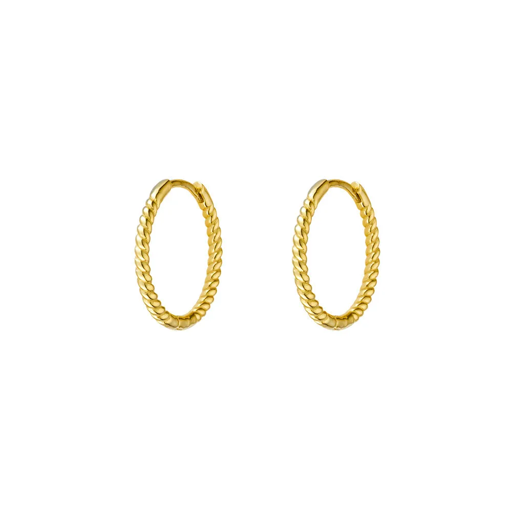 gold textured hoops 13mm
