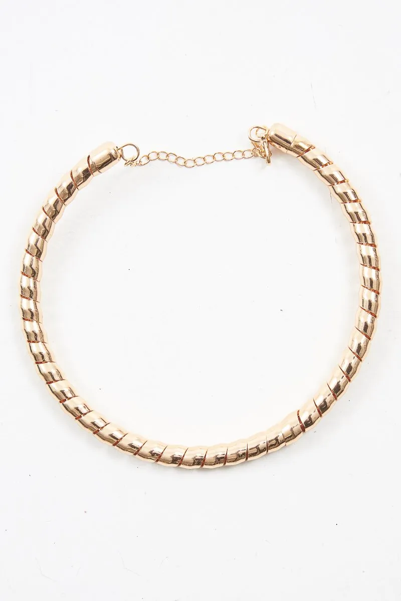 Gold Twisted Rope Choker Necklace - Lulia