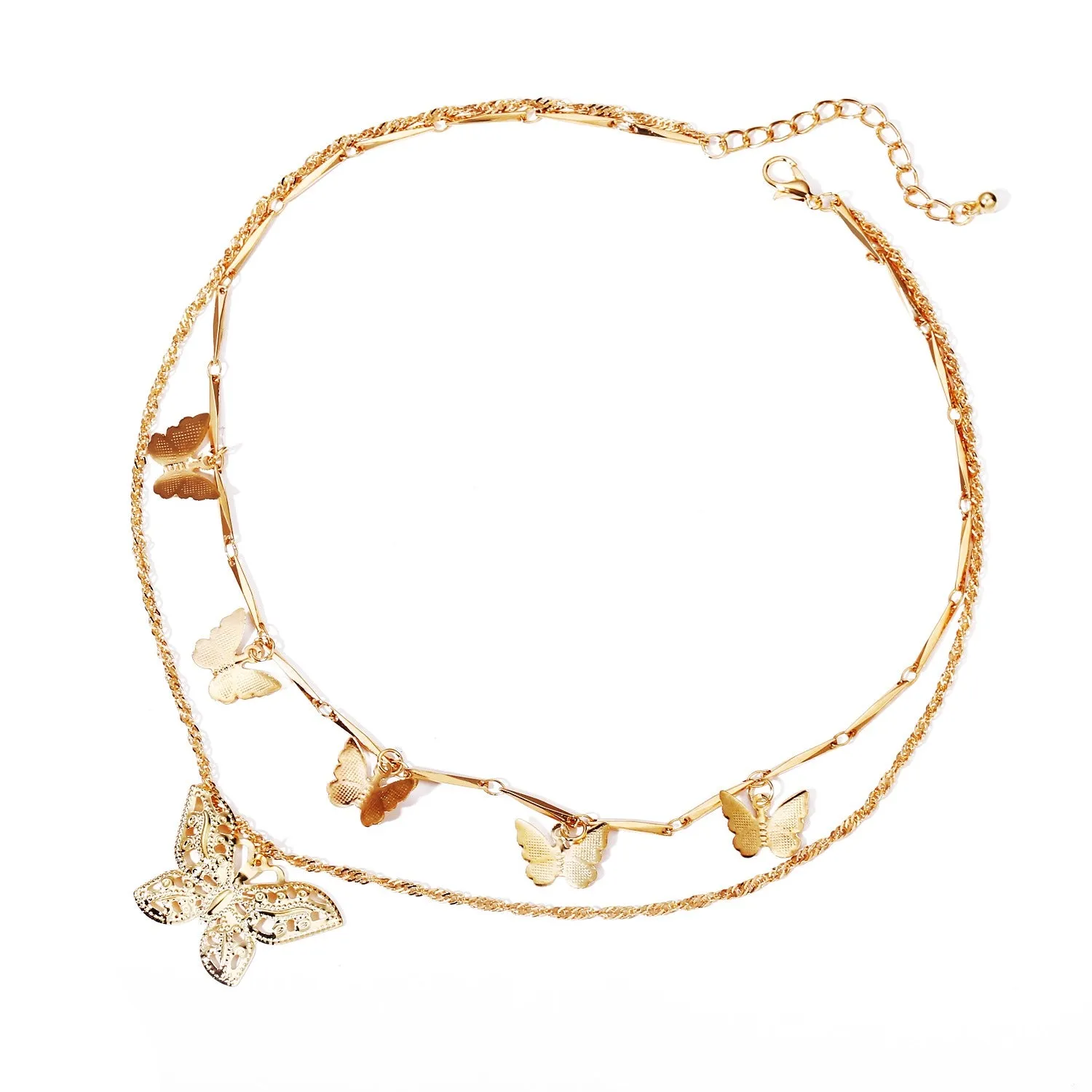 Golden Double Layered Butterfly Pendant