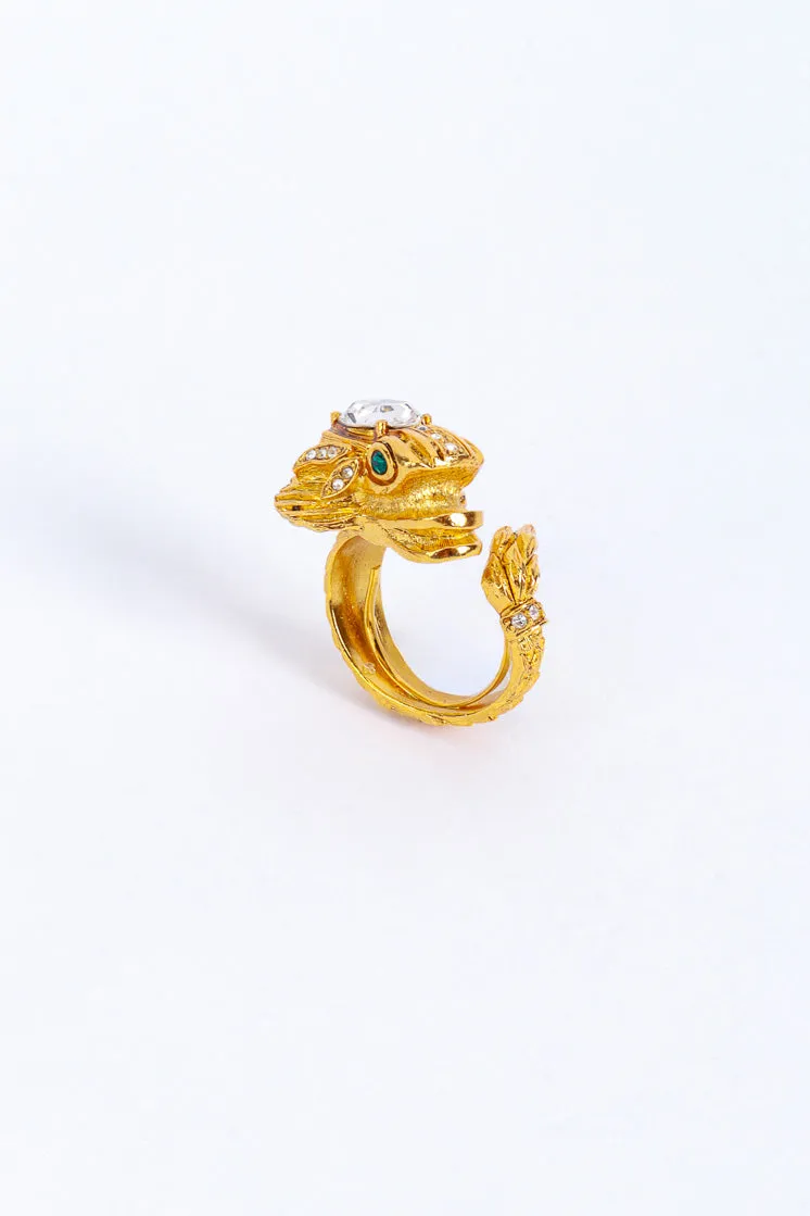 Golden Frilled Dragon Ring