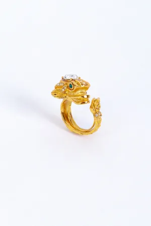 Golden Frilled Dragon Ring