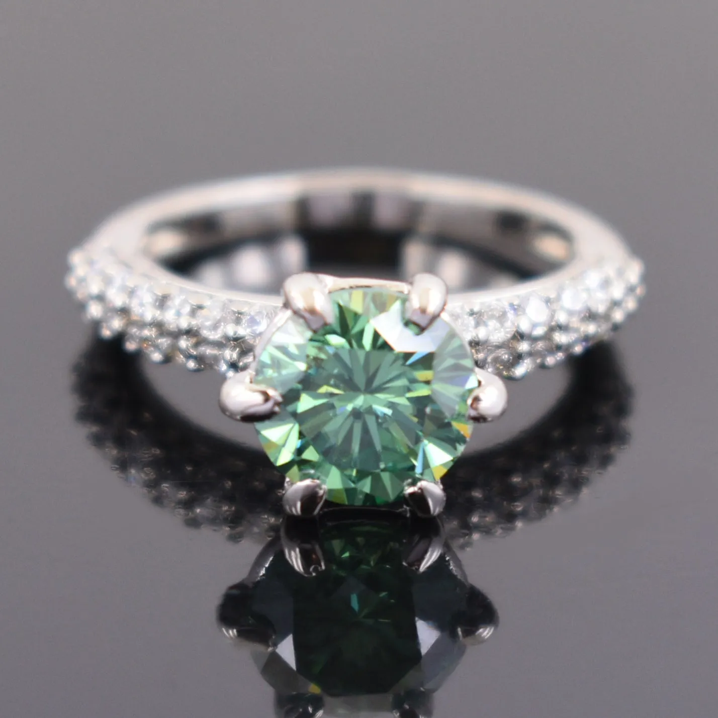 Gorgeous Blue Diamond Women's Ring with Accents in 925 Silver! Beautiful Shine & Great Style! Ideal For Anniversary Gift! Certified 2 Ct