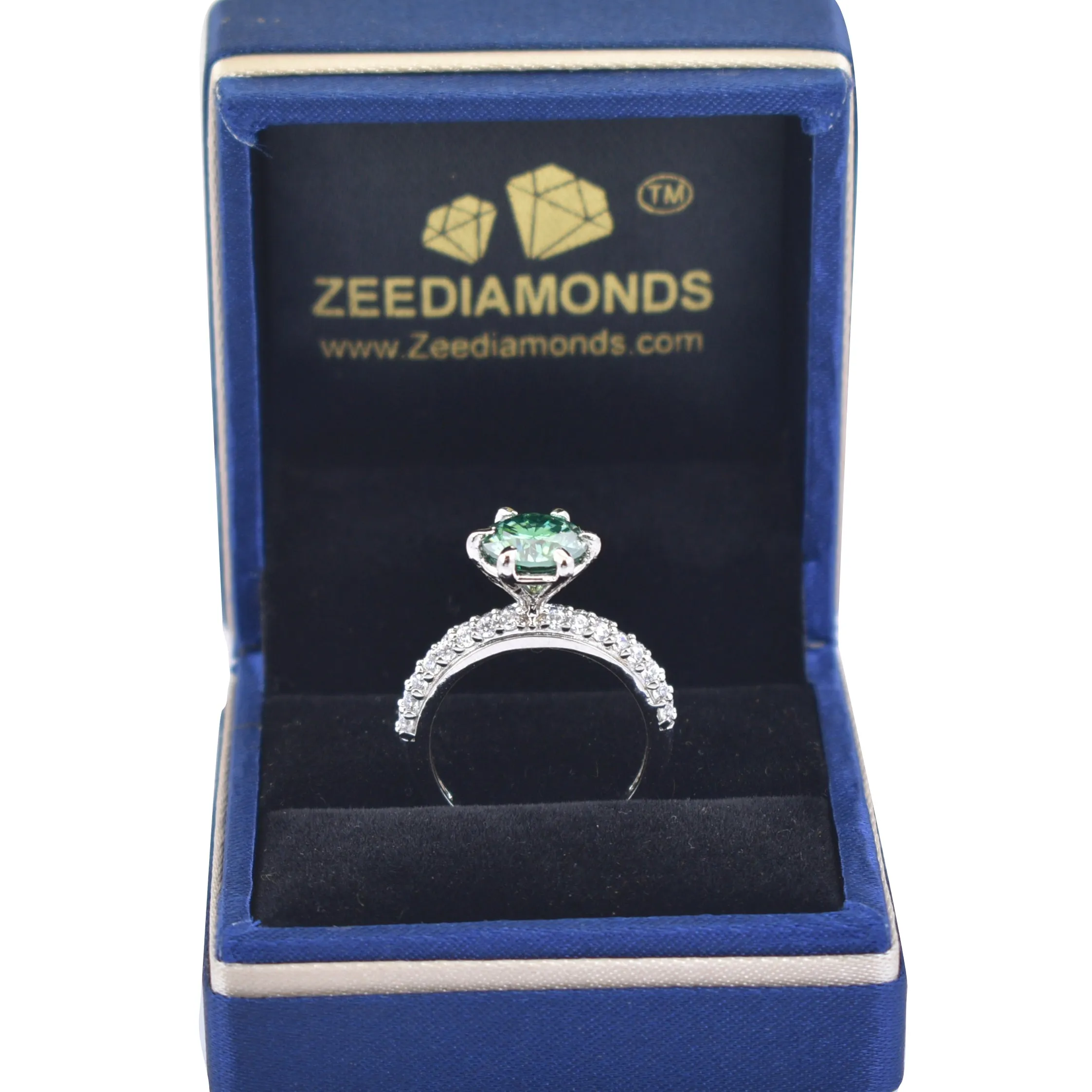 Gorgeous Blue Diamond Women's Ring with Accents in 925 Silver! Beautiful Shine & Great Style! Ideal For Anniversary Gift! Certified 2 Ct
