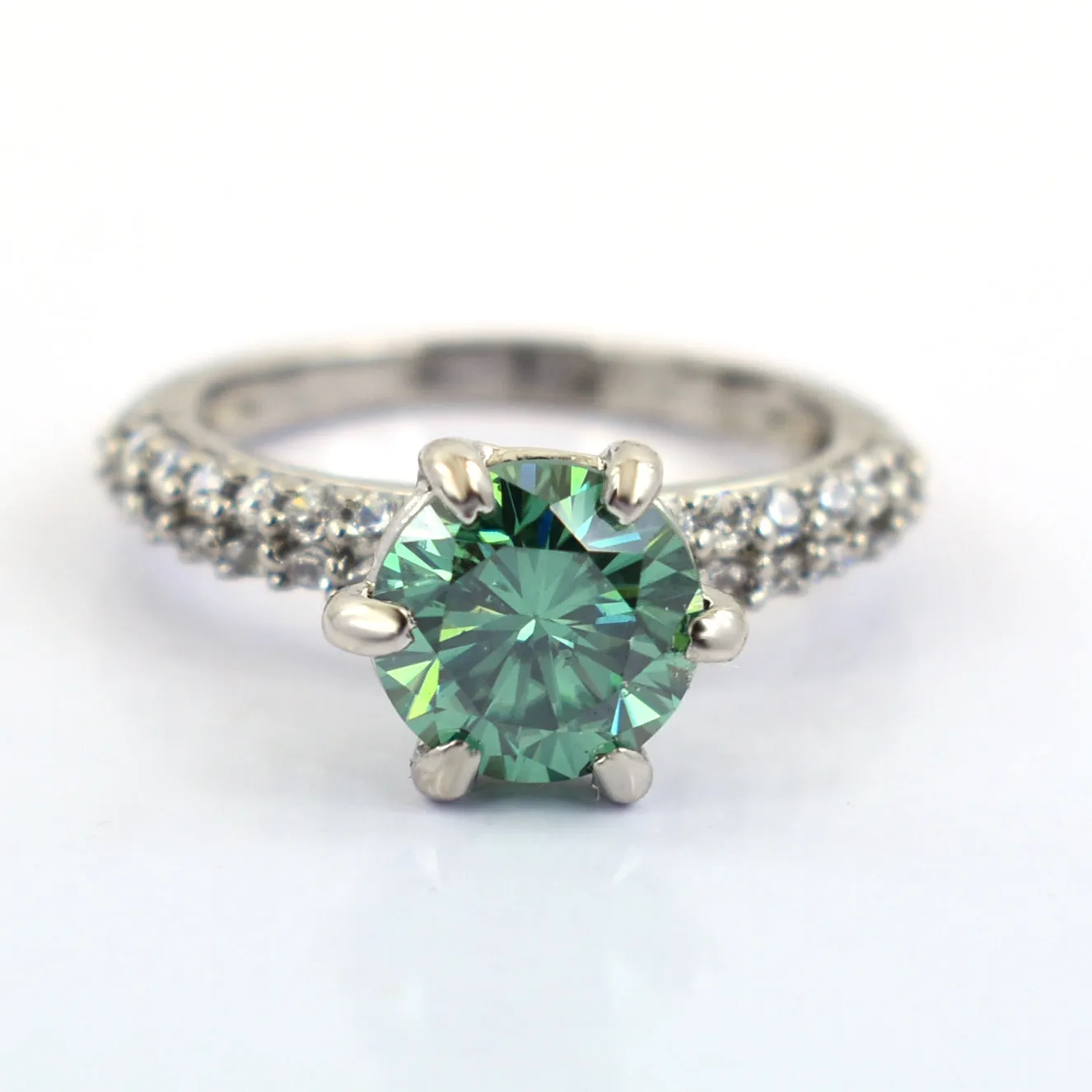 Gorgeous Blue Diamond Women's Ring with Accents in 925 Silver! Beautiful Shine & Great Style! Ideal For Anniversary Gift! Certified 2 Ct
