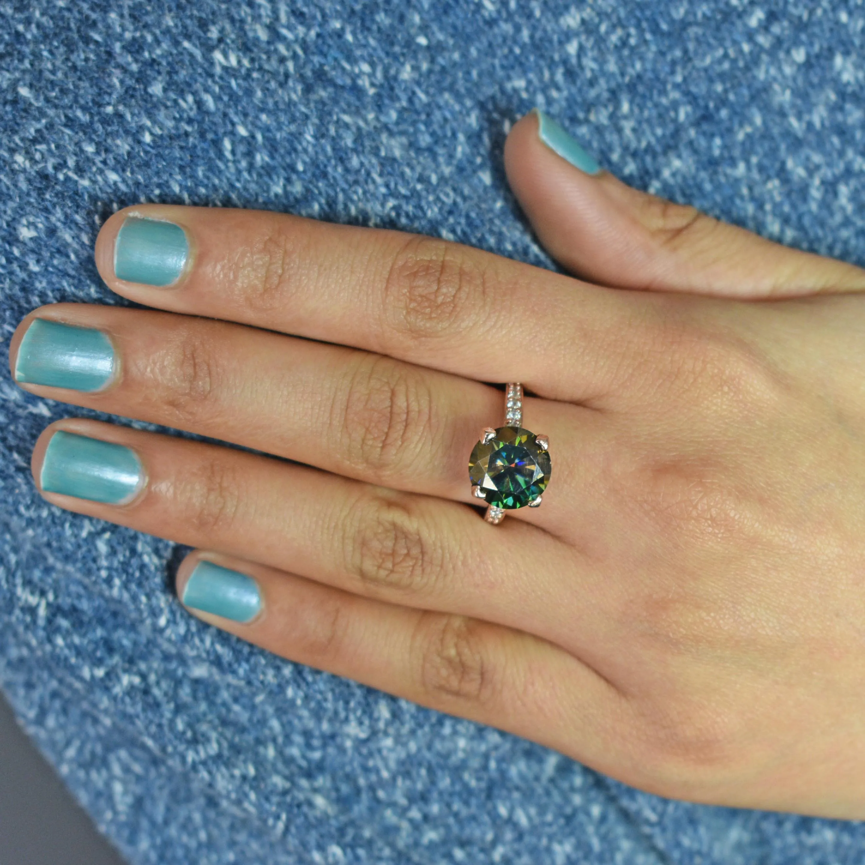 Gorgeous Deep Blue Diamond Wedding Ring with White Accents in 925 Silver! Beautiful Shine & Amazing Look! Ideal For Anniversary Gift, 5.50 Ct Certified Diamond!