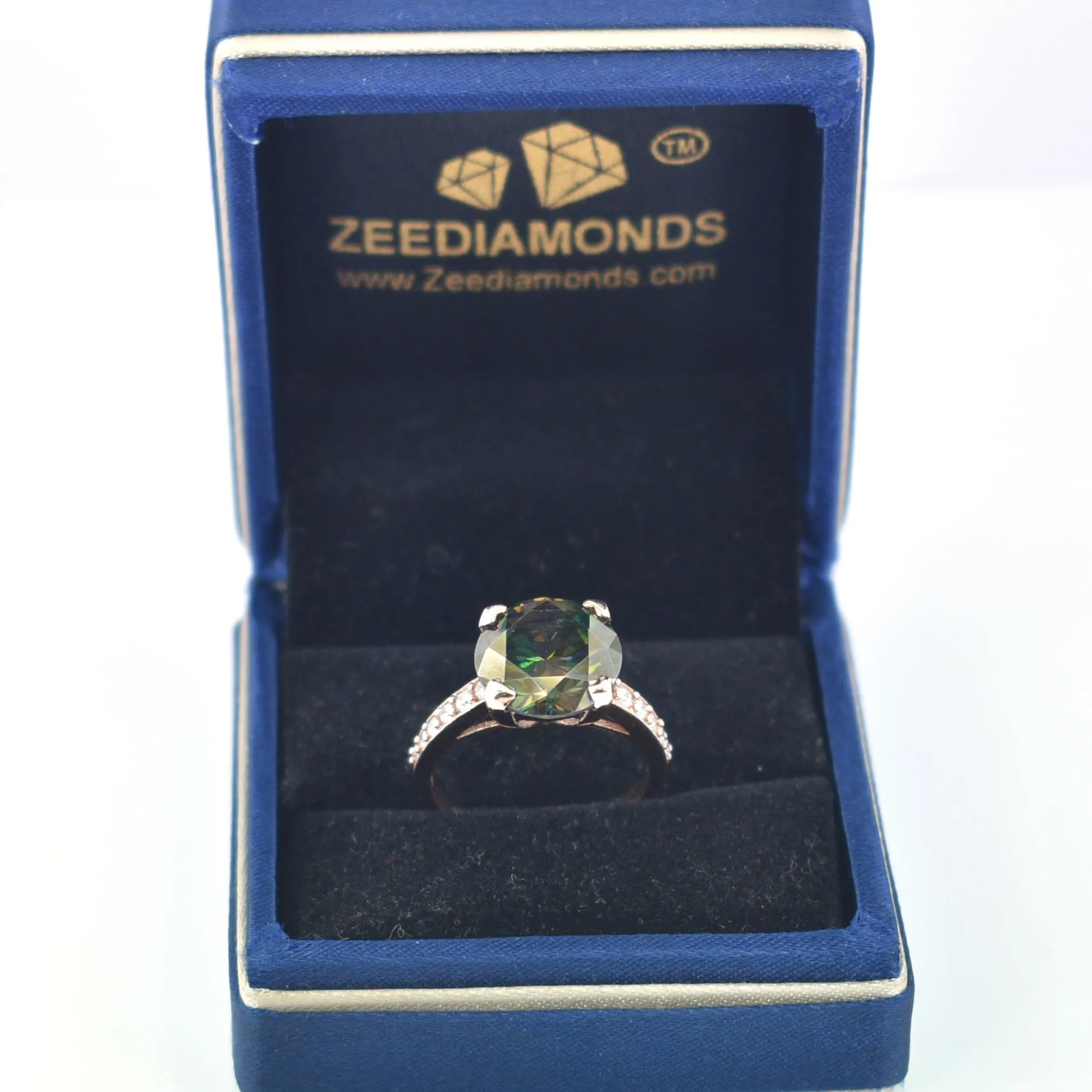 Gorgeous Deep Blue Diamond Wedding Ring with White Accents in 925 Silver! Beautiful Shine & Amazing Look! Ideal For Anniversary Gift, 5.50 Ct Certified Diamond!