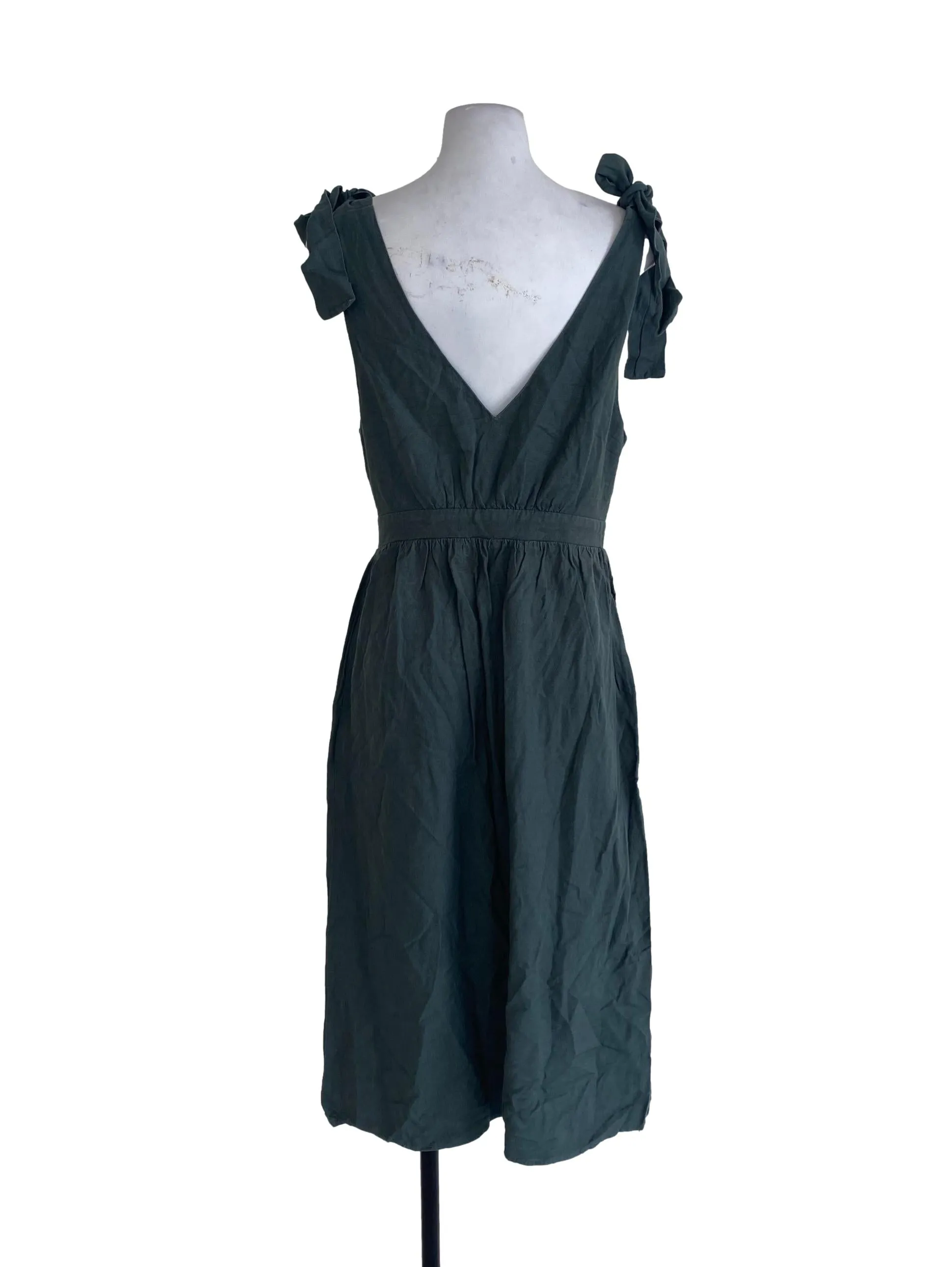 Green Textured Button Down Dress