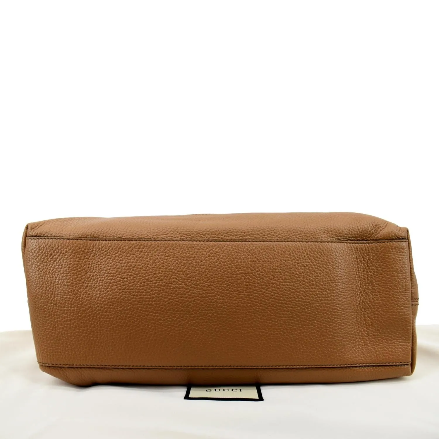 GUCCI Medium Soho Chain Pebbled Leather Tote Bag Beige 536196