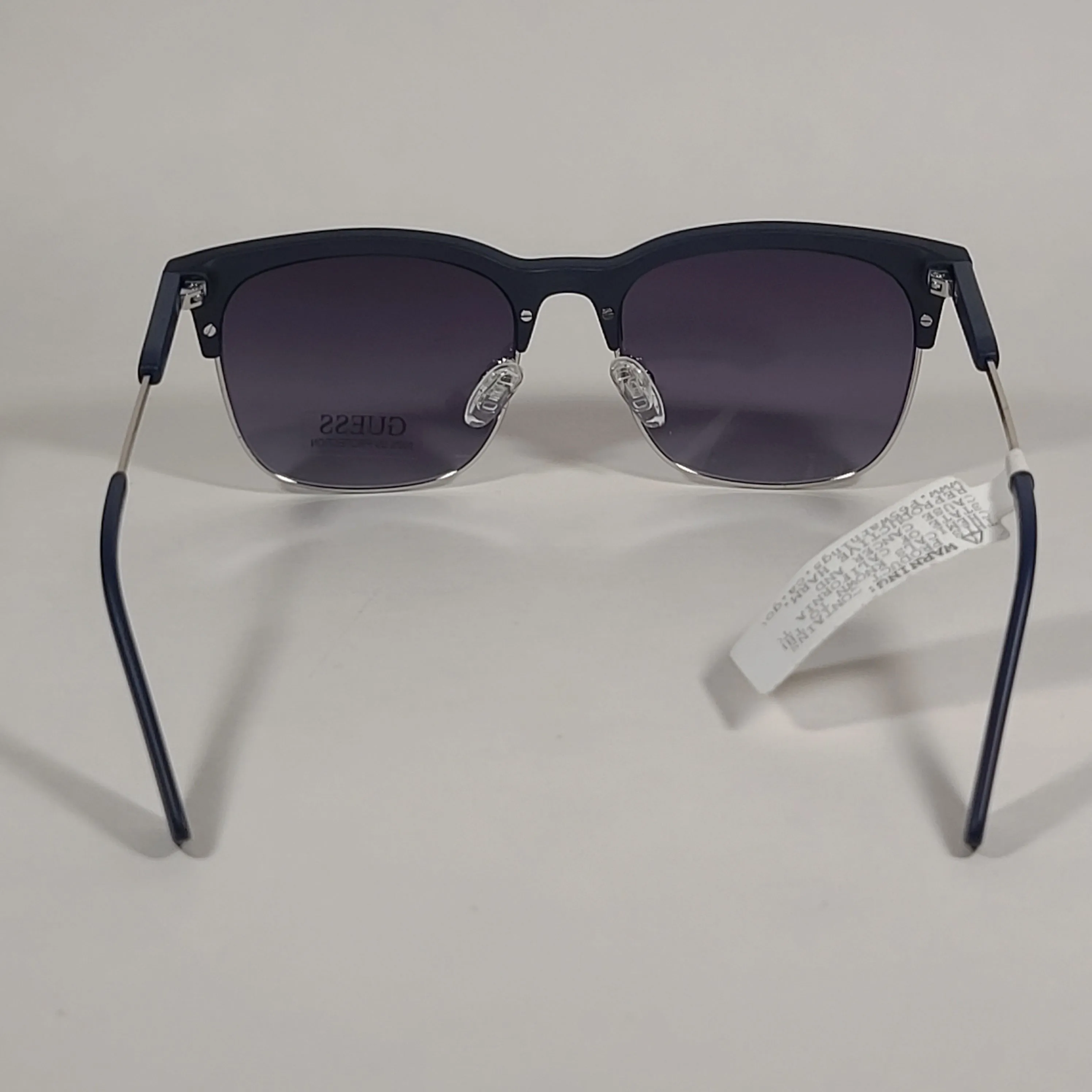 Guess Square Club Sunglasses Navy Blue And Gray Frame Smoke Gradient Lens GF0225 91W