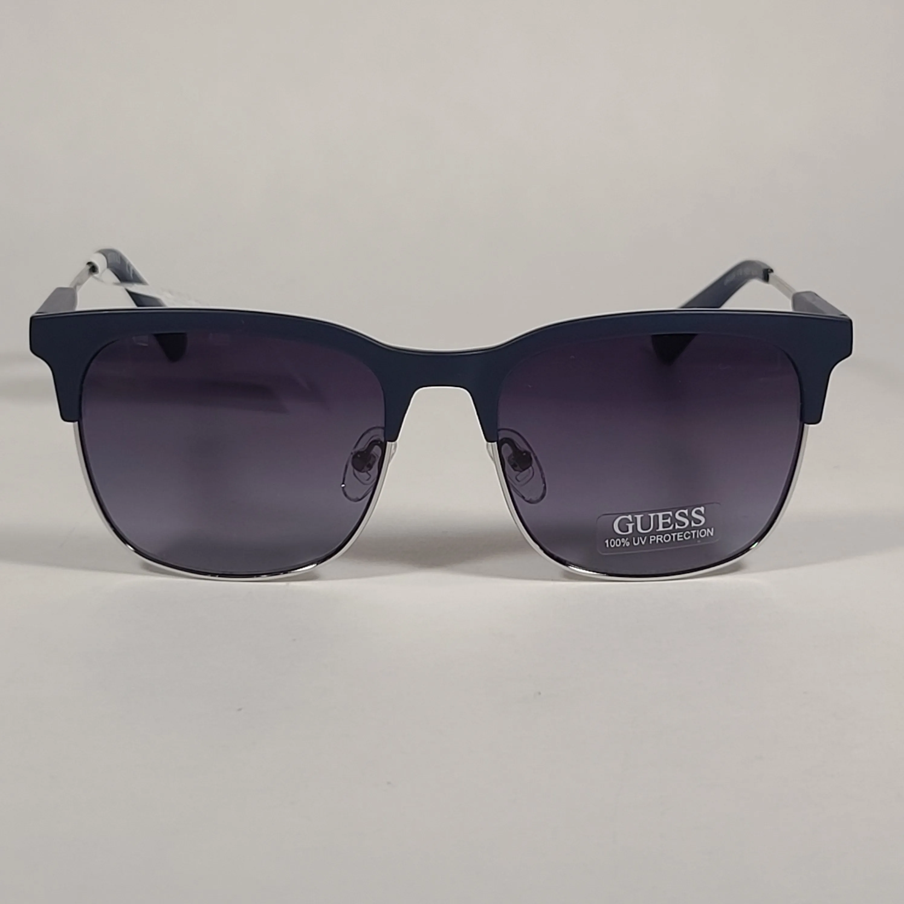 Guess Square Club Sunglasses Navy Blue And Gray Frame Smoke Gradient Lens GF0225 91W