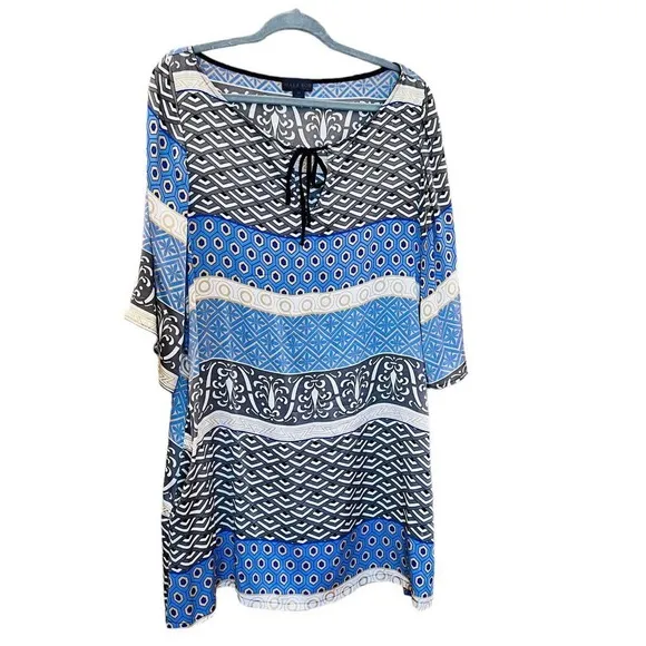 Hale Bob Silk Shift Dress Size Medium Made in USA Wide Sleeves