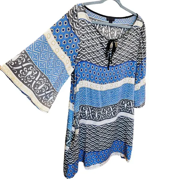 Hale Bob Silk Shift Dress Size Medium Made in USA Wide Sleeves