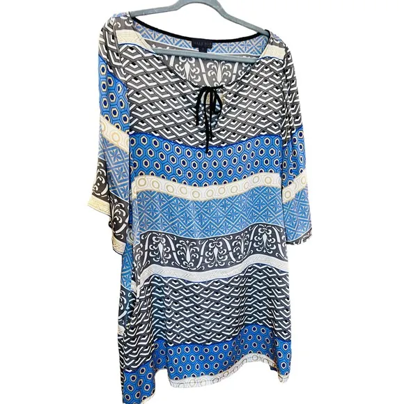 Hale Bob Silk Shift Dress Size Medium Made in USA Wide Sleeves