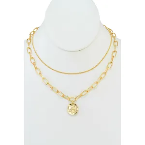 Hammered Coin Layered Necklace