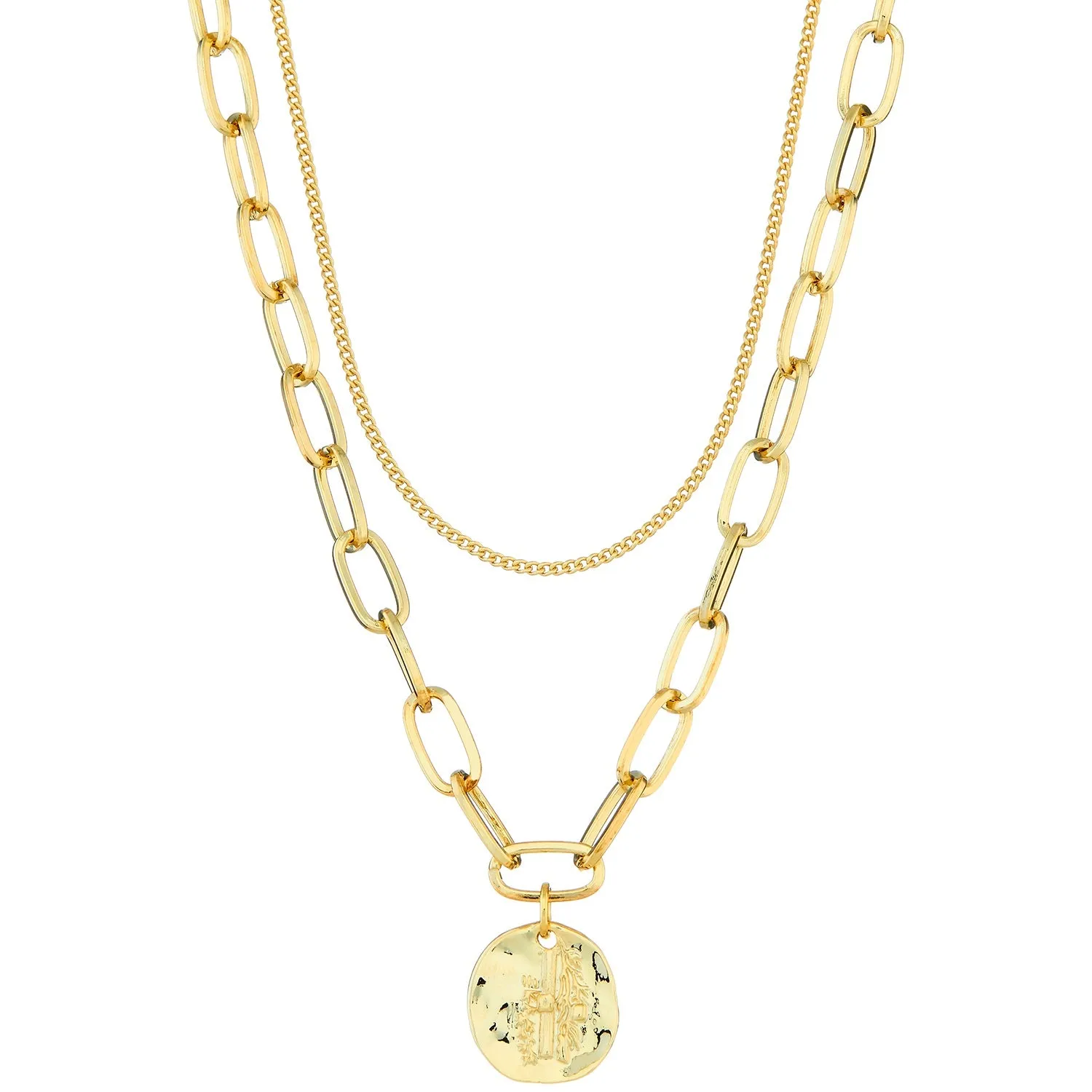 Hammered Coin Layered Necklace