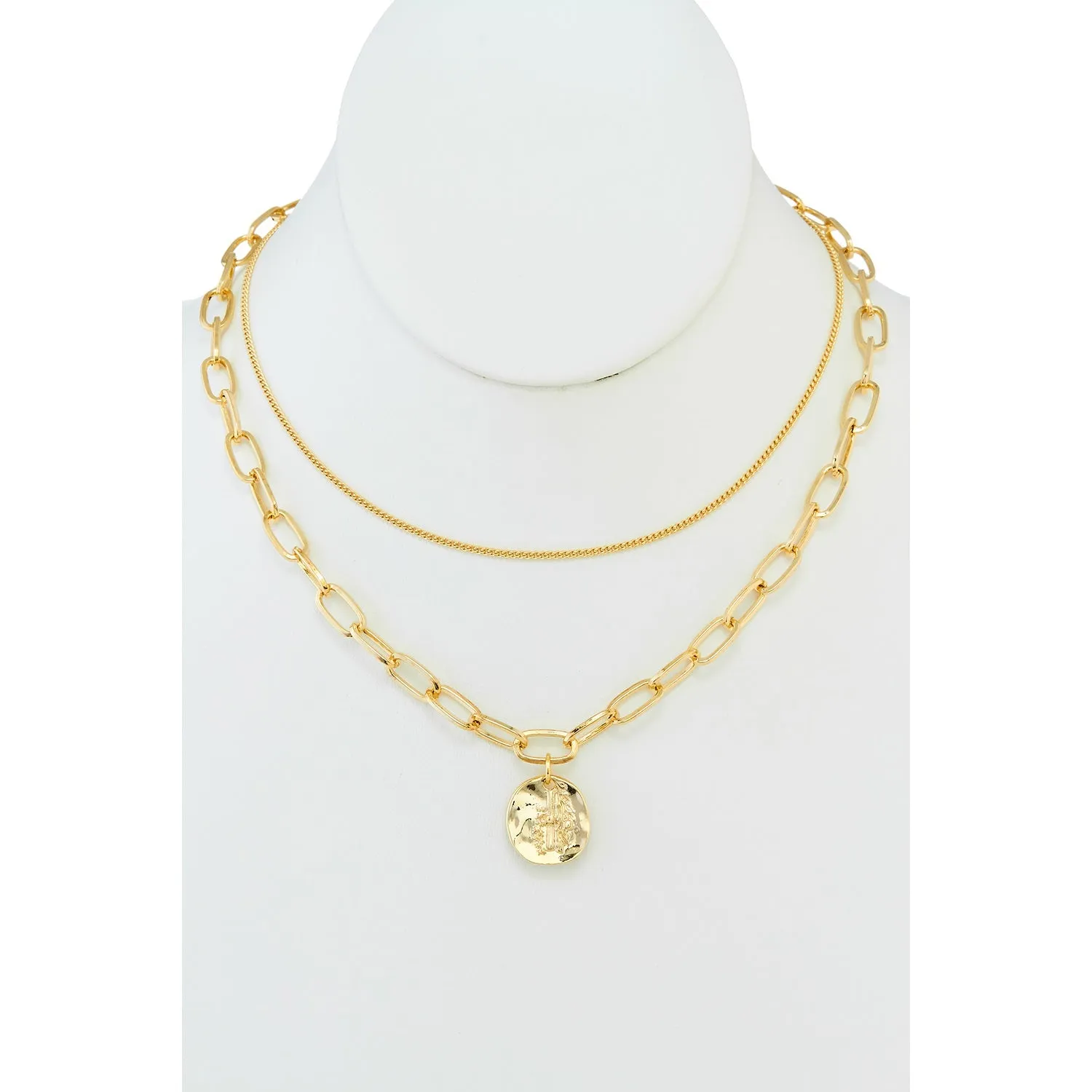 Hammered Coin Layered Necklace