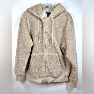 H&amp;M Women’s Hooded Teddy Sherpa Tan Nude Jacket Size Medium