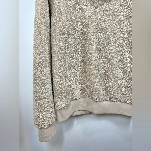 H&amp;M Women’s Hooded Teddy Sherpa Tan Nude Jacket Size Medium