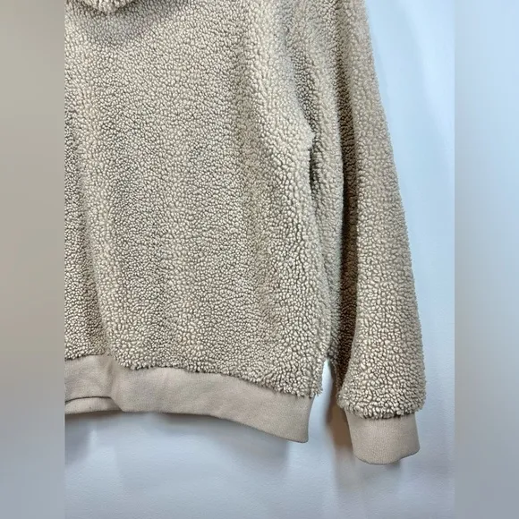 H&amp;M Women’s Hooded Teddy Sherpa Tan Nude Jacket Size Medium