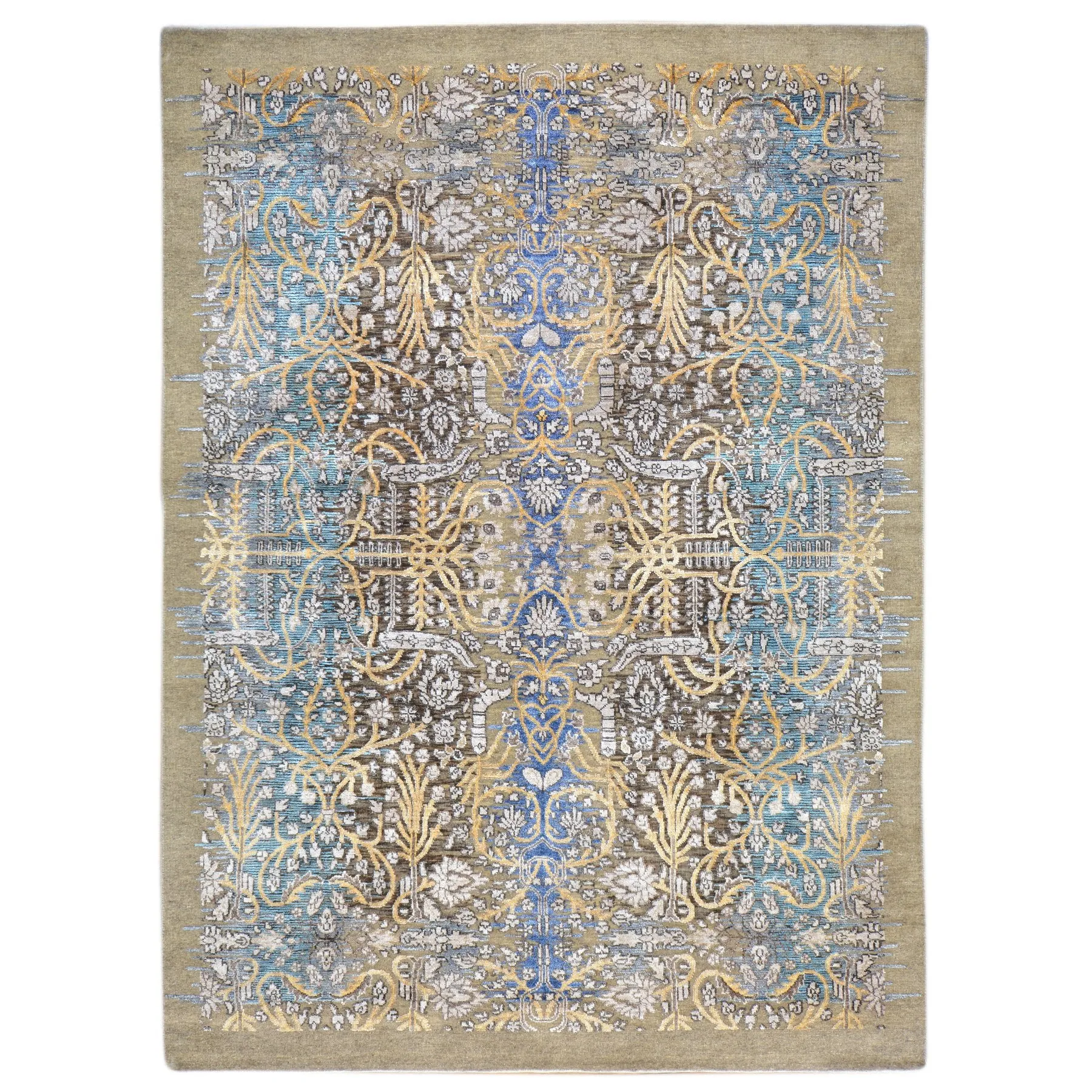 Hand-Knotted Abstract Design Wool/Silk Rug (Size 5.0 X 7.0) Brral-6531