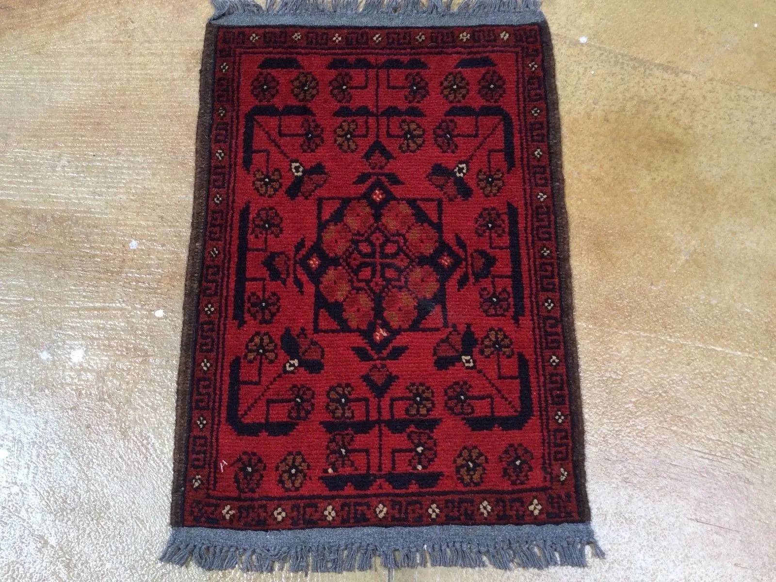 Hand-Knotted Afghan Khal Mohamdi Tribal Design Handmade Wool Rug (Size 1.4 X 2.0) Brrsf-1767