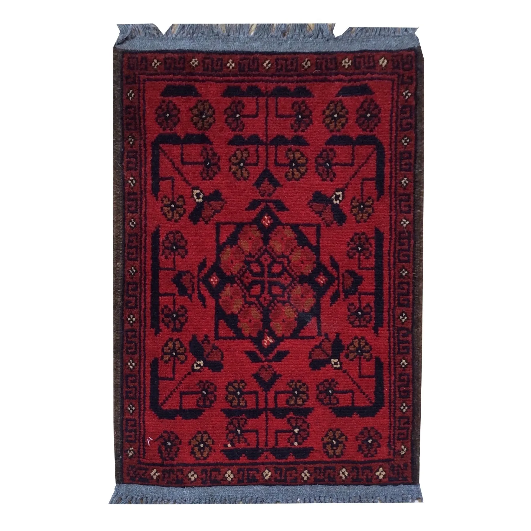 Hand-Knotted Afghan Khal Mohamdi Tribal Design Handmade Wool Rug (Size 1.4 X 2.0) Brrsf-1767