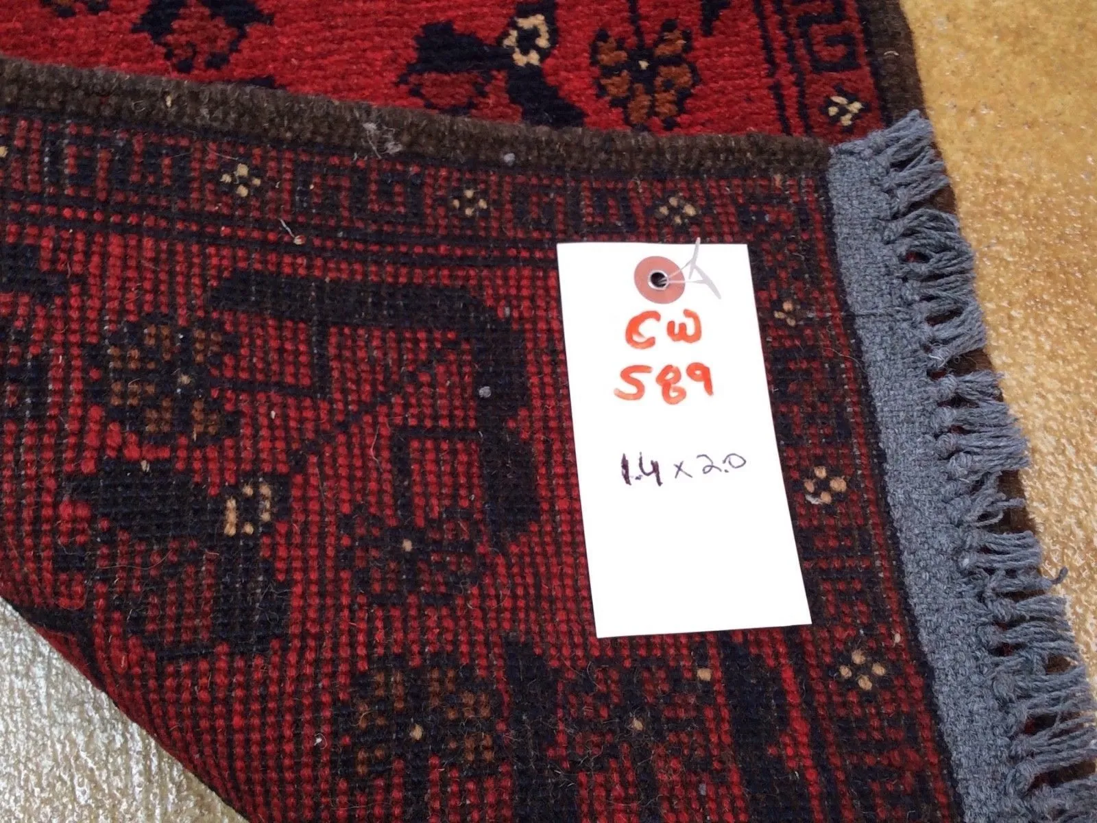 Hand-Knotted Afghan Khal Mohamdi Tribal Design Handmade Wool Rug (Size 1.4 X 2.0) Brrsf-1767