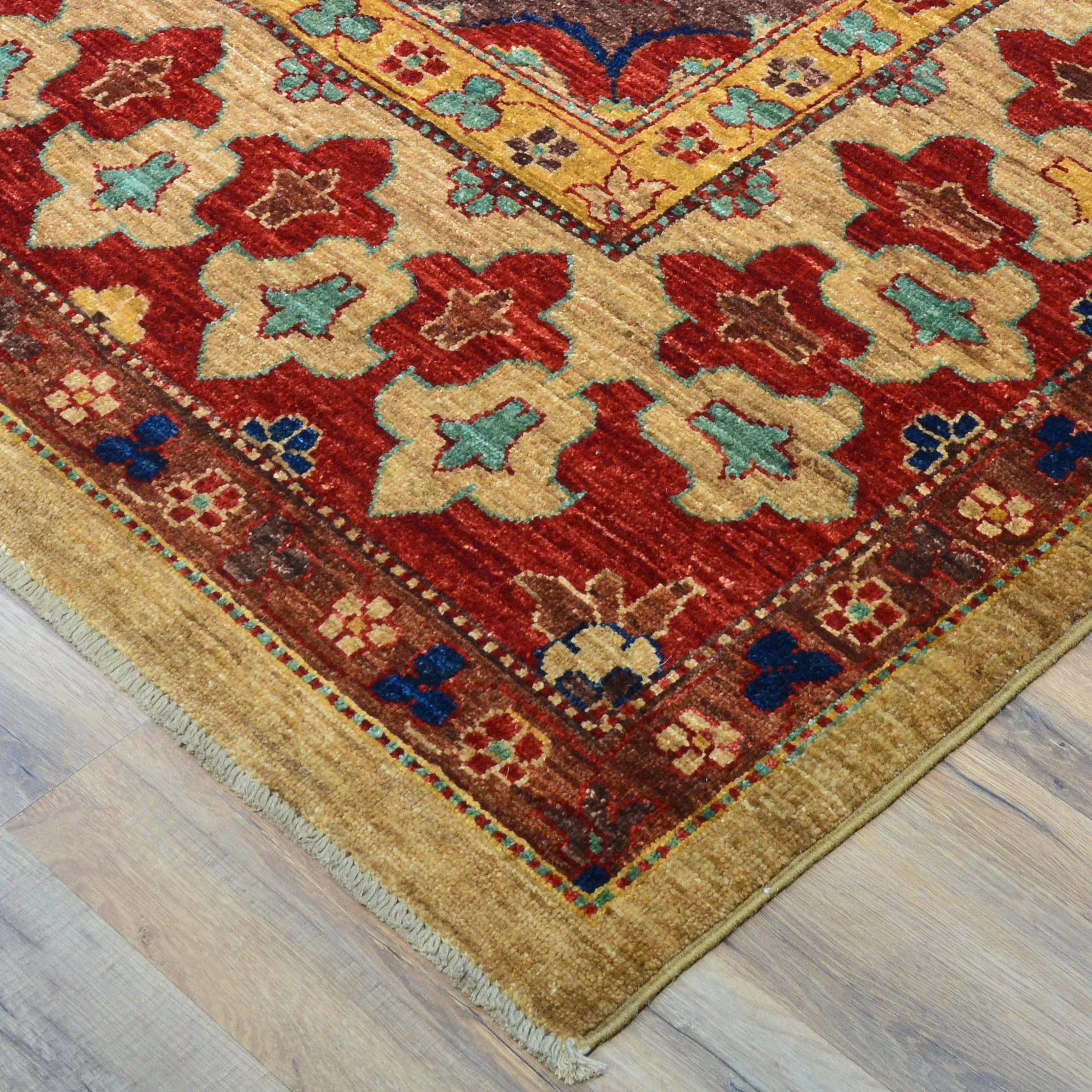 Hand-Knotted Afghan Tribal Traditional Design Wool Rug (Size 9.10 X 13.5) Cwral-8682