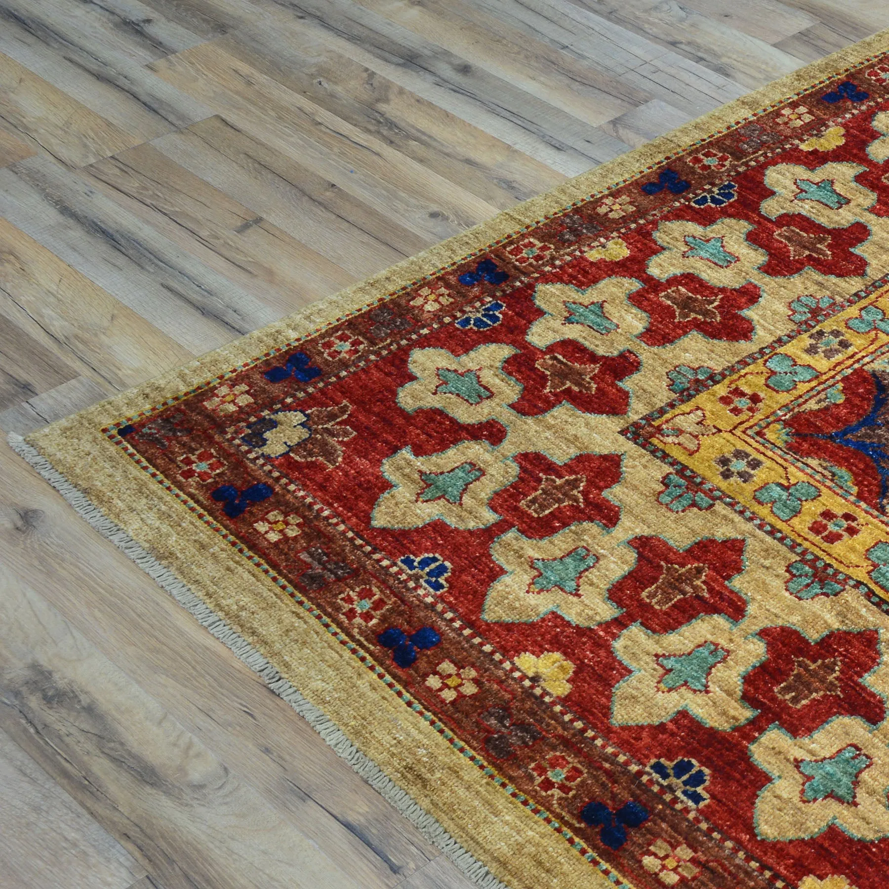 Hand-Knotted Afghan Tribal Traditional Design Wool Rug (Size 9.10 X 13.5) Cwral-8682