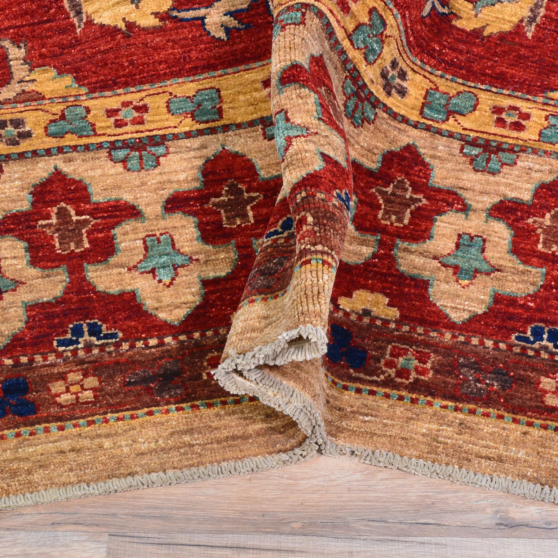 Hand-Knotted Afghan Tribal Traditional Design Wool Rug (Size 9.10 X 13.5) Cwral-8682