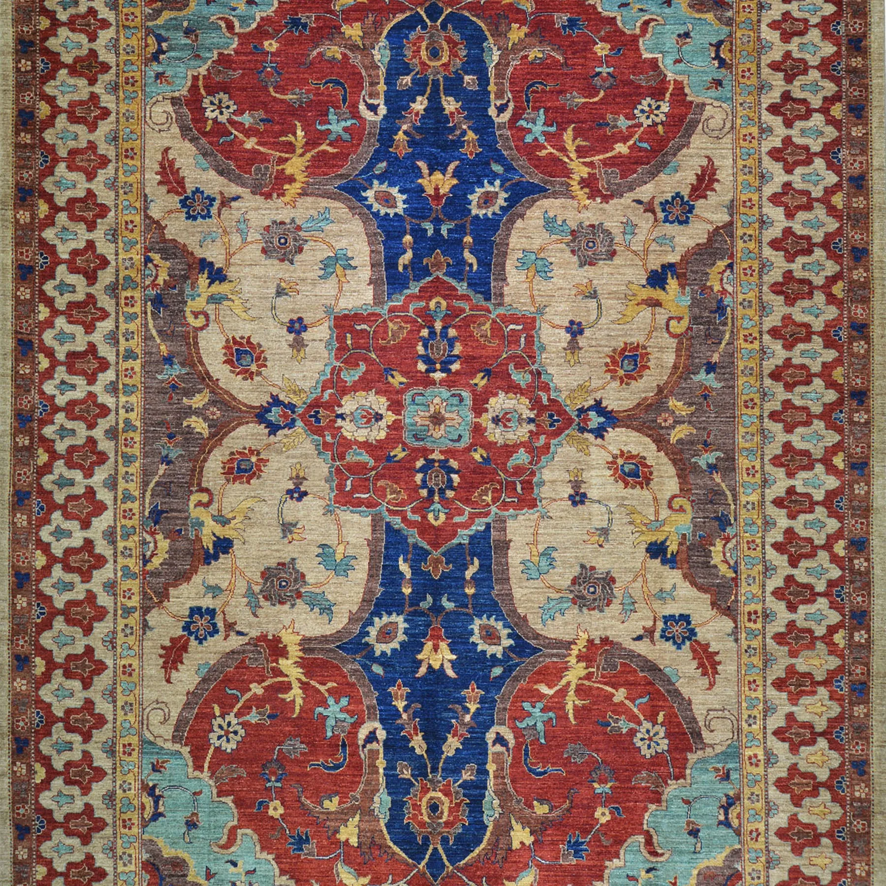 Hand-Knotted Afghan Tribal Traditional Design Wool Rug (Size 9.10 X 13.5) Cwral-8682