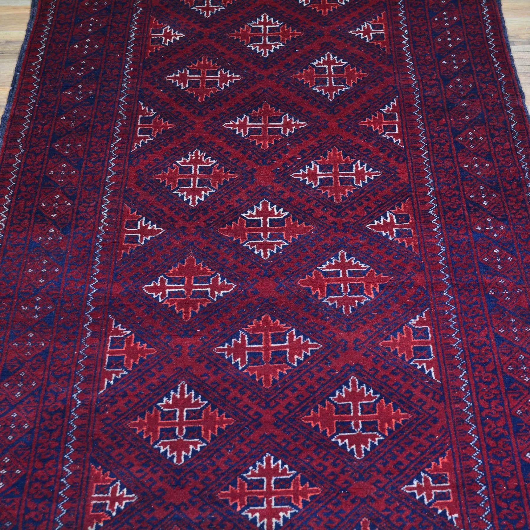 Hand-Knotted Afghan Tribal Turkoman 100% Wool Rug (Size 2.7 X 9.2) Brral-2907