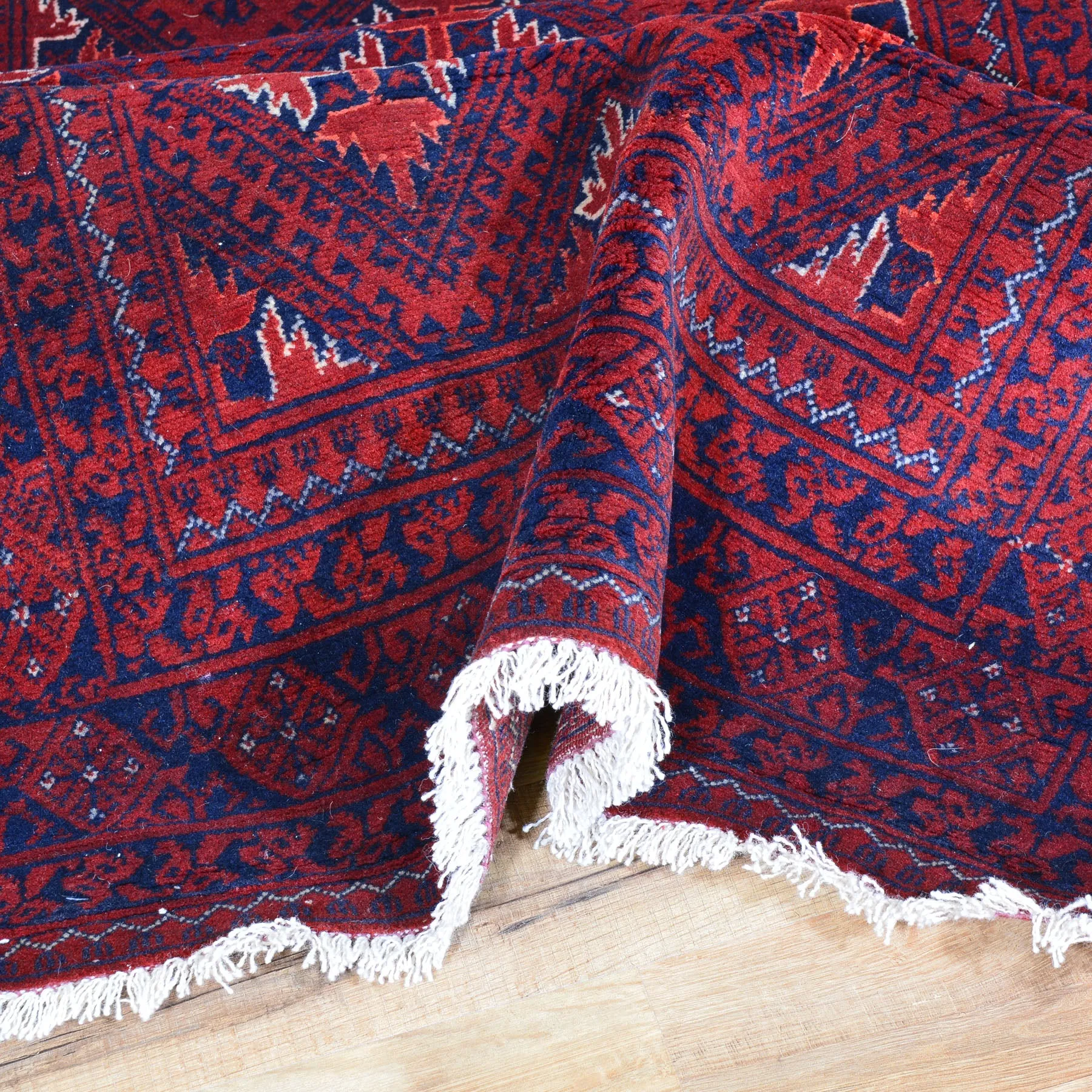 Hand-Knotted Afghan Tribal Turkoman 100% Wool Rug (Size 2.7 X 9.2) Brral-2907