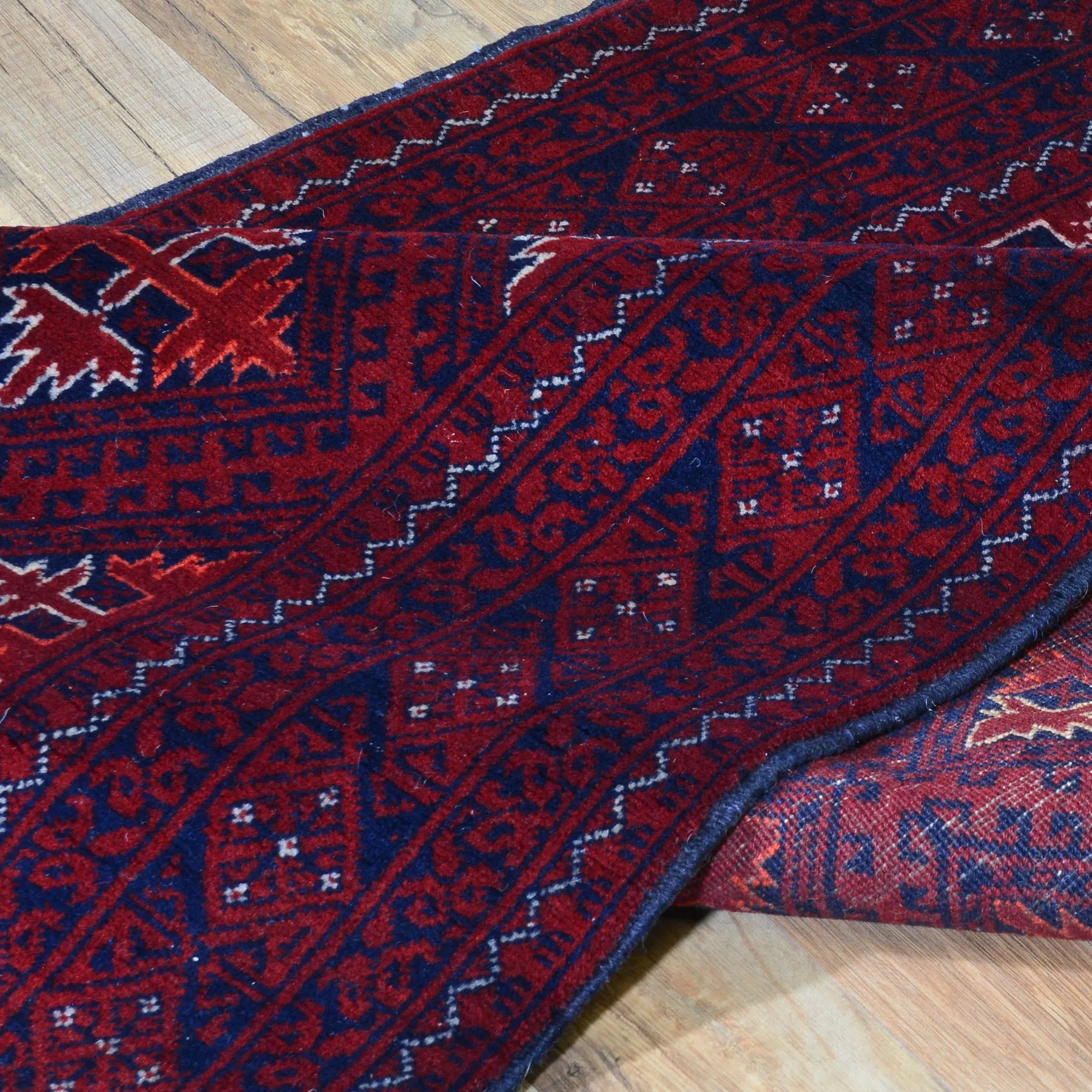 Hand-Knotted Afghan Tribal Turkoman 100% Wool Rug (Size 2.7 X 9.2) Brral-2907