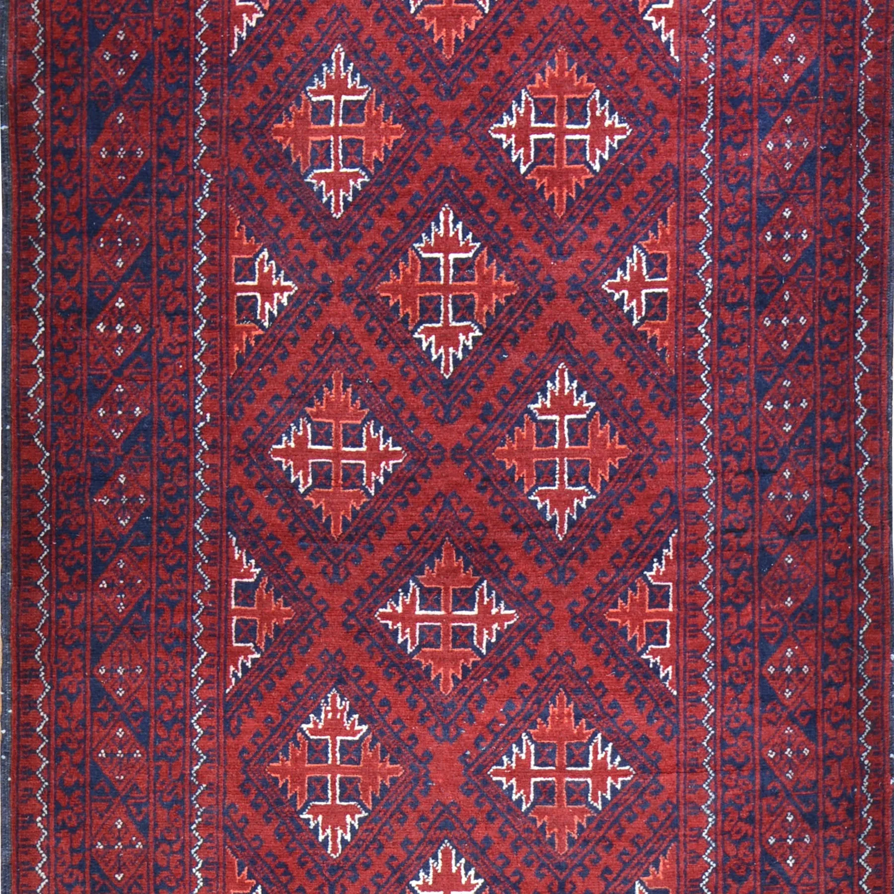 Hand-Knotted Afghan Tribal Turkoman 100% Wool Rug (Size 2.7 X 9.2) Brral-2907