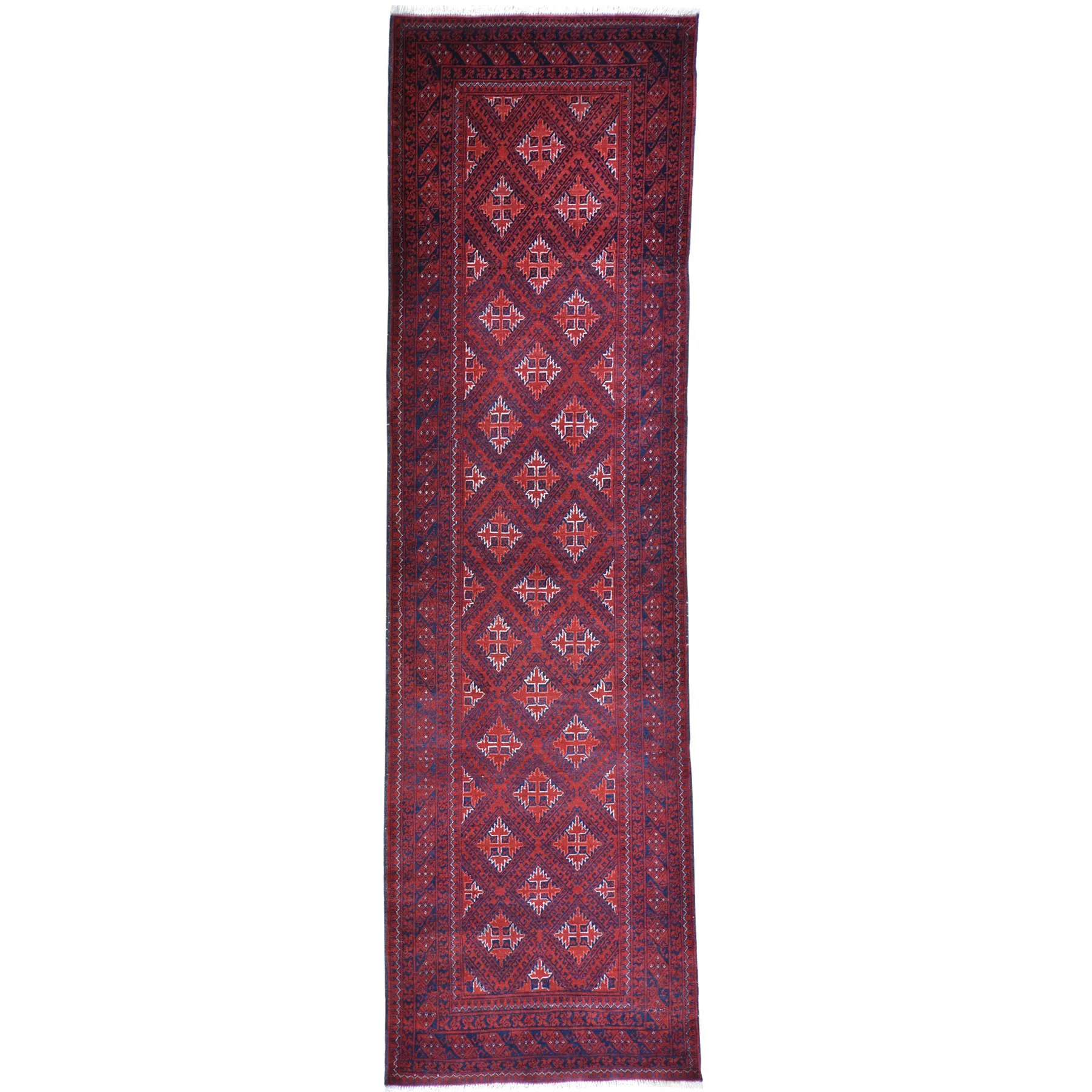 Hand-Knotted Afghan Tribal Turkoman 100% Wool Rug (Size 2.7 X 9.2) Brral-2907