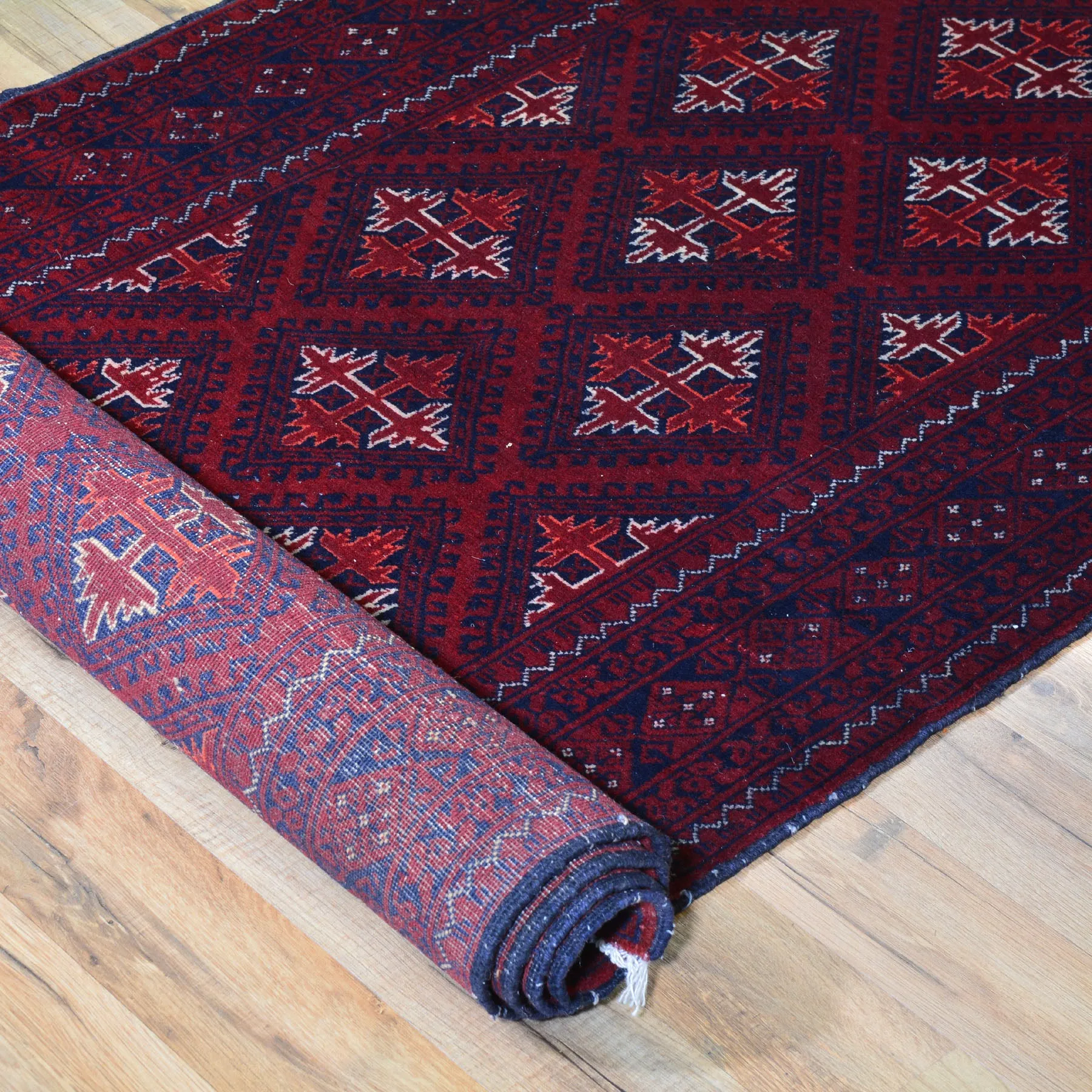 Hand-Knotted Afghan Tribal Turkoman 100% Wool Rug (Size 2.7 X 9.2) Brral-2907