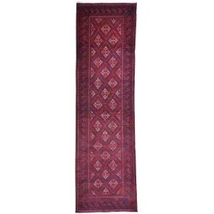 Hand-Knotted Afghan Tribal Turkoman 100% Wool Rug (Size 2.7 X 9.2) Brral-2907