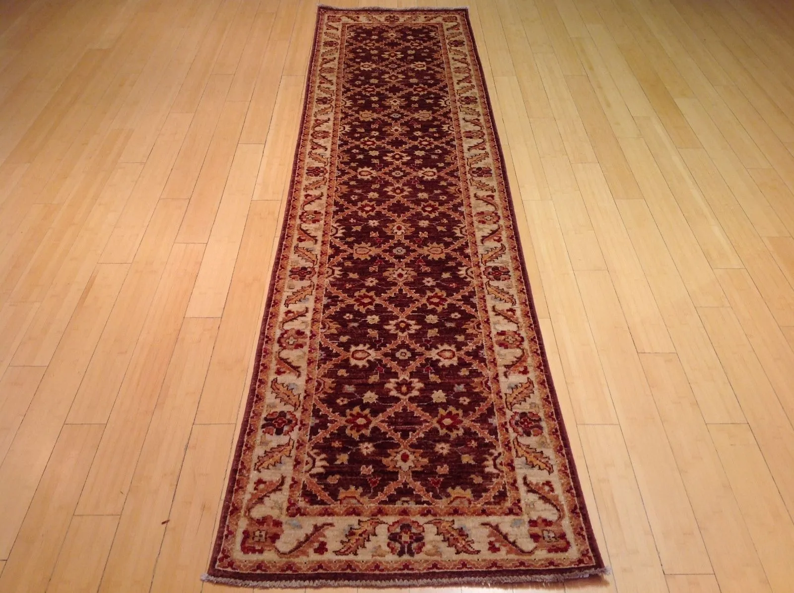 Hand-Knotted Afghan Ziegler Design Tribal Chobi 100% Wool Rug (Size 2.5 X 9.7) Cwral-1740